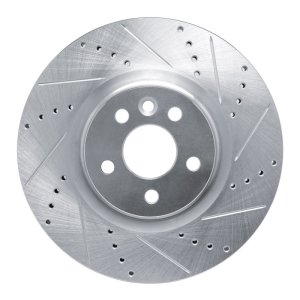 Jaguar E-Pace Brake Rotor (1) - Front Right - R1 Concepts - Drilled & Slotted - Silver - `15-`19